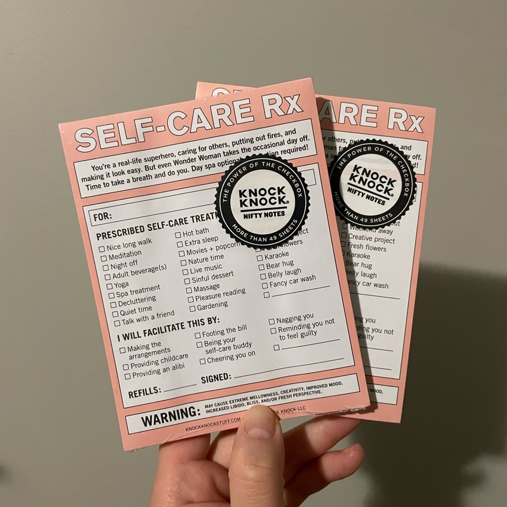 *SOLD* Knock Knock Self-Care Rx Notepad - Coral